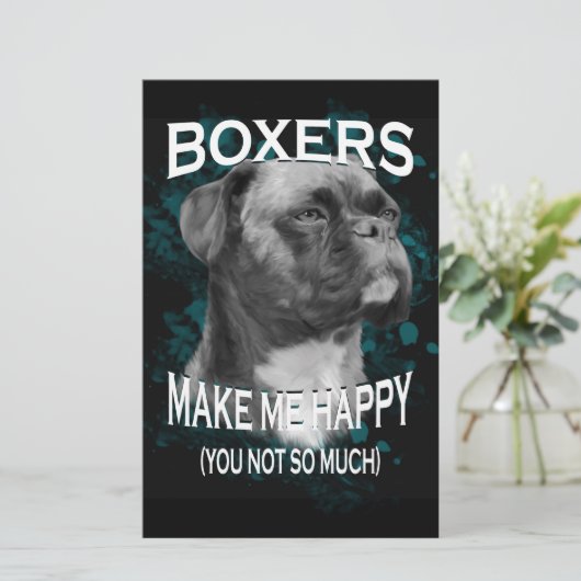 Boxer Dog Dierenvrienden Art Text Briefpapier (Staand voorkant)