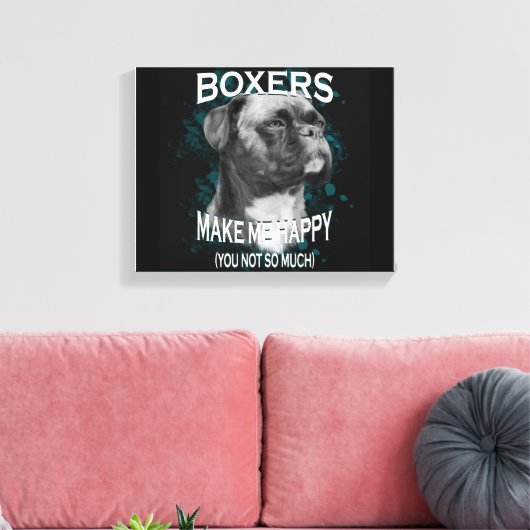 Boxer Dog Dierenvrienden Art Text Canvas Afdruk (Insitu (Woonkamer))