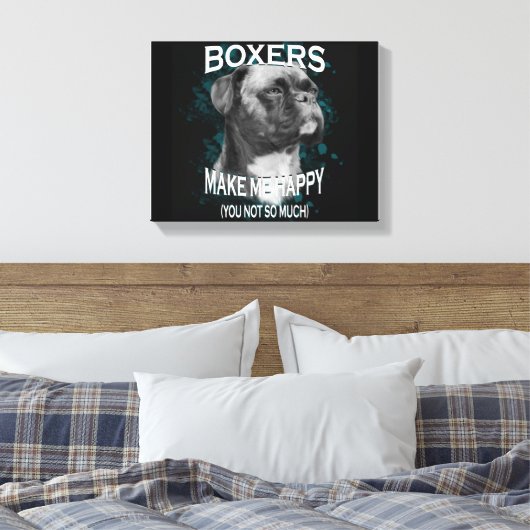 Boxer Dog Dierenvrienden Art Text Canvas Afdruk (Insitu (Slaapkamer))