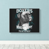 Boxer Dog Dierenvrienden Art Text Canvas Afdruk (Insitu (Houten vloer))
