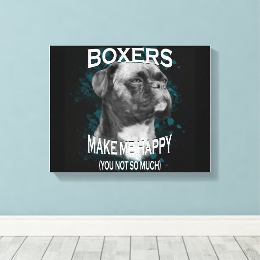 Boxer Dog Dierenvrienden Art Text Canvas Afdruk (Insitu (Houten vloer))