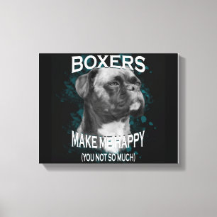 Boxer Dog Dierenvrienden Art Text Canvas Afdruk