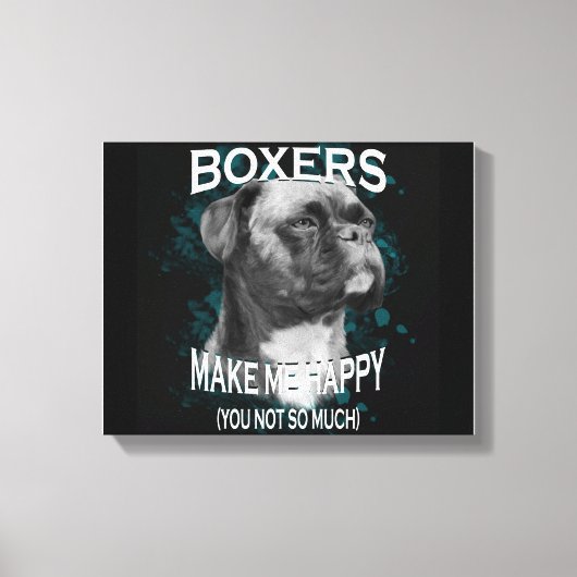 Boxer Dog Dierenvrienden Art Text Canvas Afdruk (Voorkant)