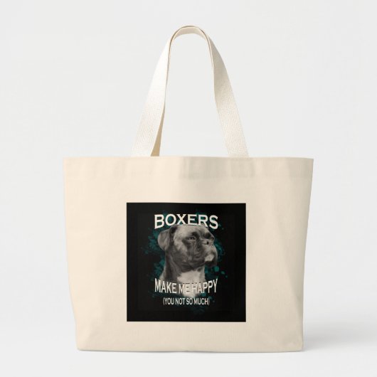 Boxer Dog Dierenvrienden Art Text Grote Tote Bag (Voorkant)