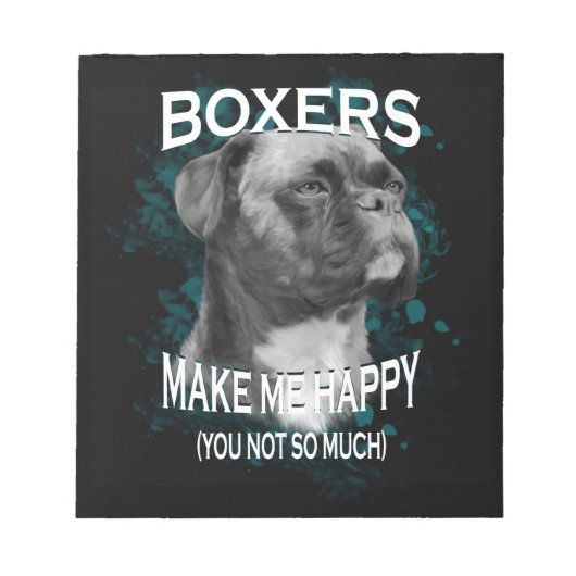 Boxer Dog Dierenvrienden Art Text Notitieblok (Voorkant)