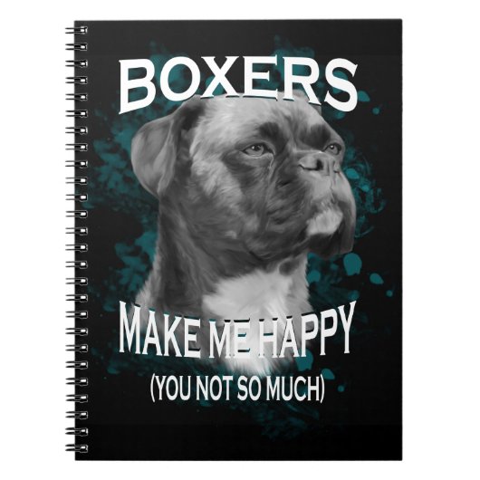 Boxer Dog Dierenvrienden Art Text Notitieboek (Voorkant)