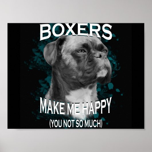 Boxer Dog Dierenvrienden Art Text Poster (Voorkant)