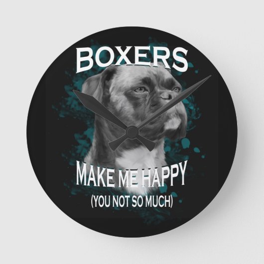 Boxer Dog Dierenvrienden Art Text Ronde Klok (Voorkant)