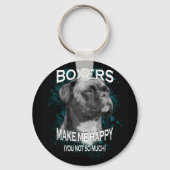 Boxer Dog Dierenvrienden Art Text Sleutelhanger (Voorkant)