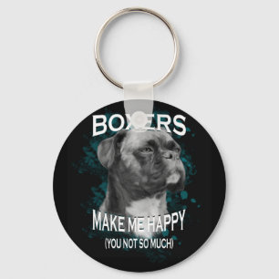Boxer Dog Dierenvrienden Art Text Sleutelhanger