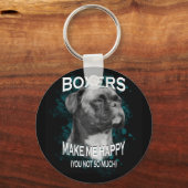 Boxer Dog Dierenvrienden Art Text Sleutelhanger (Voorkant)