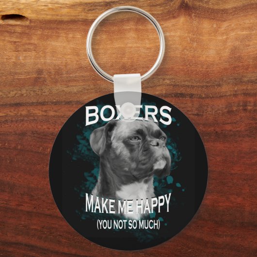 Boxer Dog Dierenvrienden Art Text Sleutelhanger (Voorkant)