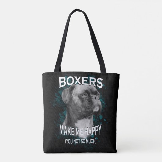 Boxer Dog Dierenvrienden Art Text Tote Bag (Achterkant)
