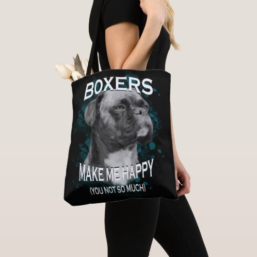 Boxer Dog Dierenvrienden Art Text Tote Bag (Dichtbij)