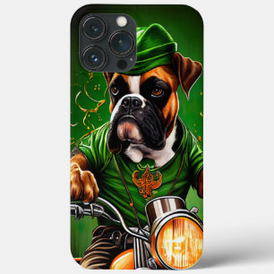 Boxer Dog Driving Bike St. Patrick's Day Case-Mate iPhone Case