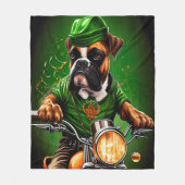 Boxer Dog Driving Bike St. Patrick's Day Fleece Deken (Voorkant)