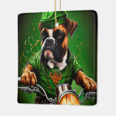 Boxer Dog Driving Bike St. Patrick's Day Keramisch Ornament (Links)