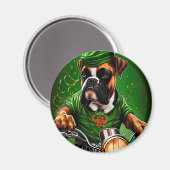 Boxer Dog Driving Bike St. Patrick's Day Magneet (Voorkant / Achterkant)