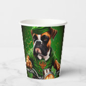 Boxer Dog Driving Bike St. Patrick's Day Papieren Bekers (Achterkant)