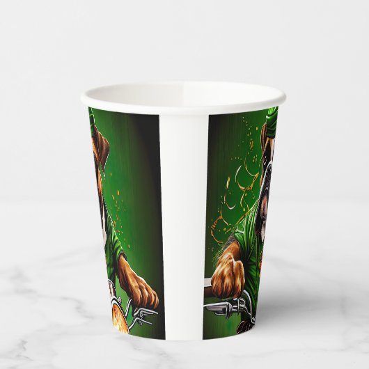 Boxer Dog Driving Bike St. Patrick's Day Papieren Bekers (Links)