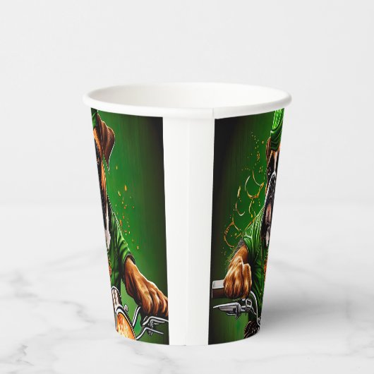 Boxer Dog Driving Bike St. Patrick's Day Papieren Bekers (Rechts)