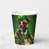 Boxer Dog Driving Bike St. Patrick's Day Papieren Bekers (Voorkant)