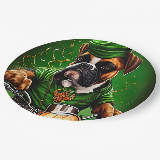 Boxer Dog Driving Bike St. Patrick's Day Papieren Bordje (Gekanteld)