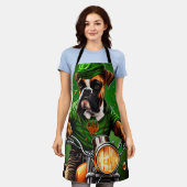 Boxer Dog Driving Bike St. Patrick's Day Schort (Gedragen)