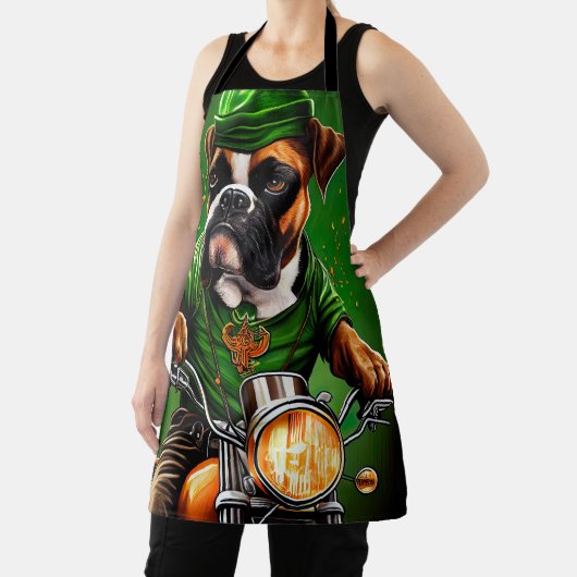 Boxer Dog Driving Bike St. Patrick's Day Schort (Insitu)