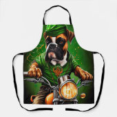Boxer Dog Driving Bike St. Patrick's Day Schort (Voorkant)