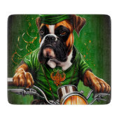 Boxer Dog Driving Bike St. Patrick's Day Snijplank (Voorkant)