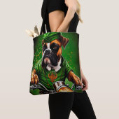Boxer Dog Driving Bike St. Patrick's Day Tote Bag (Dichtbij)