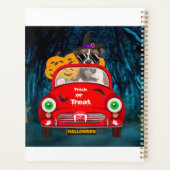 Boxer Dog Driving Car Scary Halloween Planner (Achterkant)