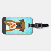 Boxer Dog Eating Slice of Pizza Bagagelabel (Voorkant horizontaal)