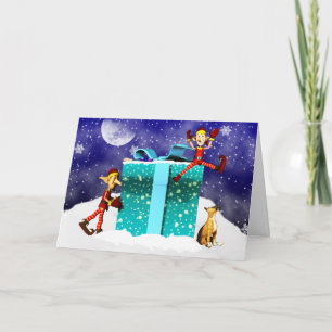 Boxer Dog en Elf's Christmas Kaart