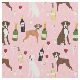 Boxer Dog en wijnroze Stof