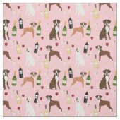 Boxer Dog en wijnroze Stof (Swatch)