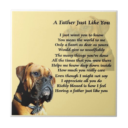 Boxer Dog Father Poem Tile Tegeltje (Voorkant)