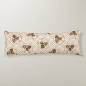 Boxer Dog Fawn Schilderij Uncropped Ear Schattigee Lichaamskussen (Achterkant)