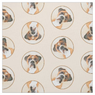 Boxer Dog Fawn Schilderij Uncropped Ear Schattigee Stof