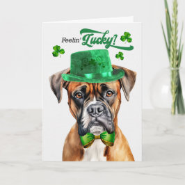 Boxer Dog Feelin' Lucky St Patrick's Day Feestdagen Kaart