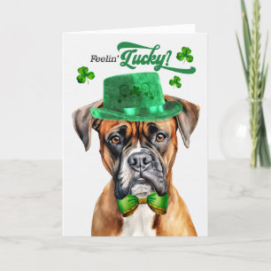 Boxer Dog Feelin' Lucky St Patrick's Day Feestdagen Kaart