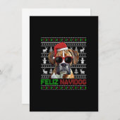 Boxer Dog Feliz Navidog Funny Kerstmis Kaart (Voorkant / Achterkant)