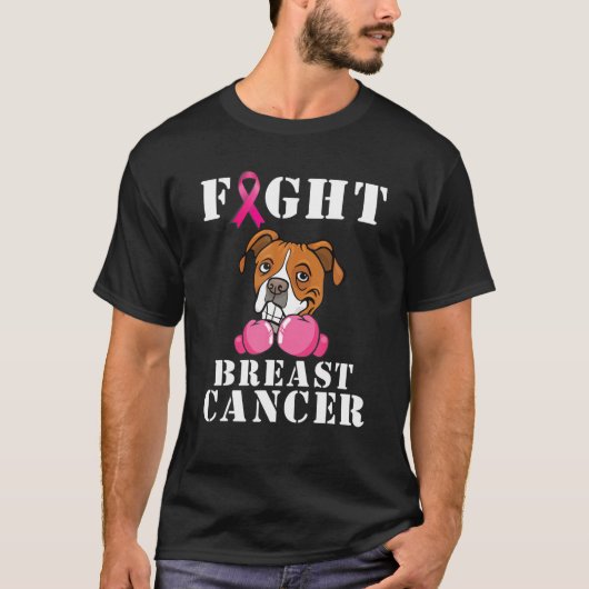 Boxer Dog Fight Breast Cancer Awareness Support Da T-shirt (Voorkant)