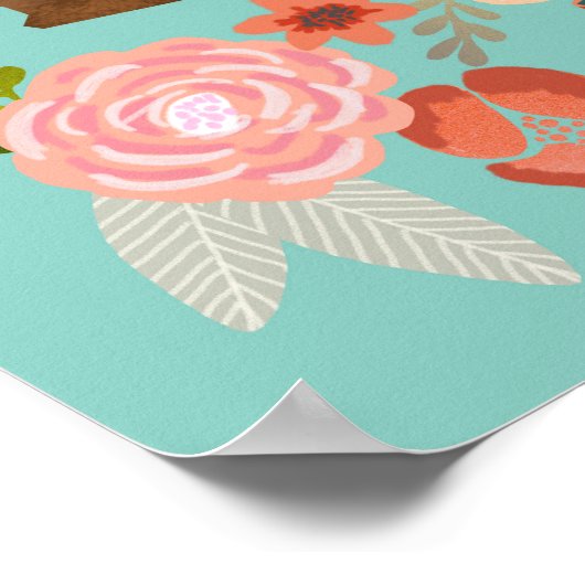 Boxer Dog Floral Art Print (Hoek)