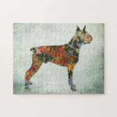 Boxer Dog Floral over Groen Legpuzzel (Horizontaal)