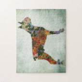 Boxer Dog Floral over Groen Legpuzzel (Verticaal)