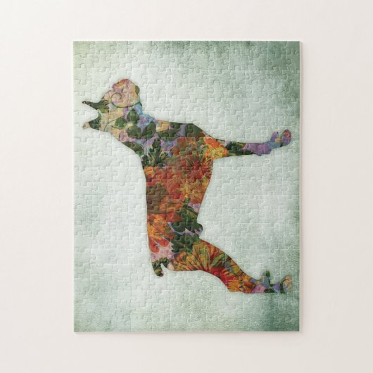 Boxer Dog Floral over Groen Legpuzzel (Verticaal)