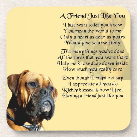 Boxer Dog - Friend Poem Onderzetter (Voorkant)