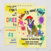 Boxer Dog Fun Art Birthday Party Invitation Kaart (Voorkant / Achterkant)